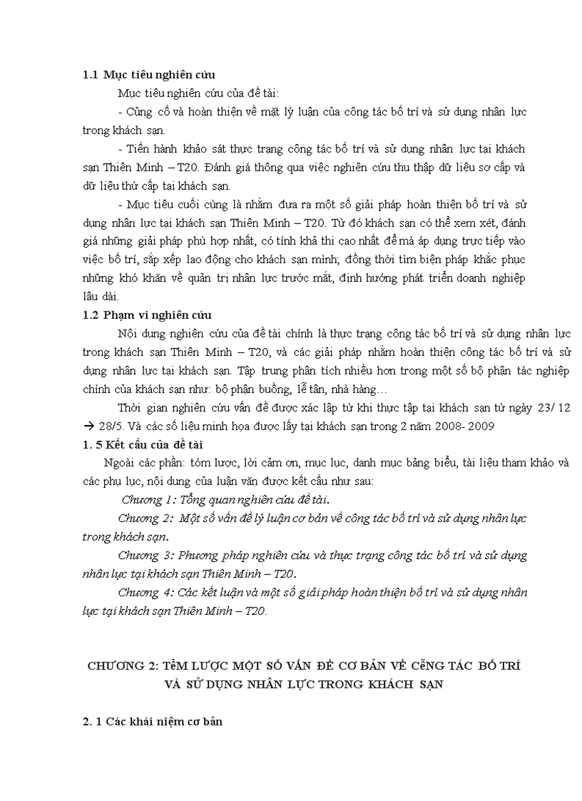 image for page Hoàn thiện bố trí và sử dụng nhân lực tại khách sạn Thiên Minh – T20