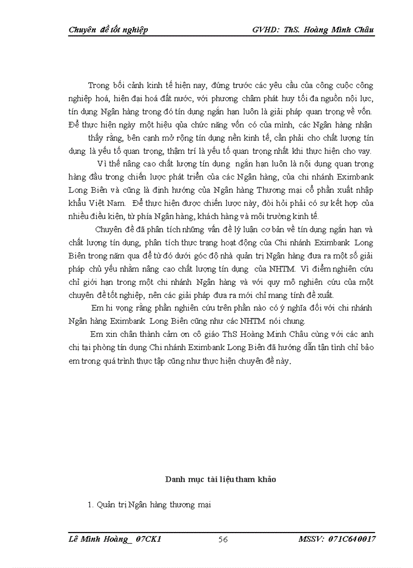 image for page Giải pháp nâng cao chất lượng tín dụng ngắn hạn của ngân hàng thương mại tại ngân hàng xuất nhập khẩu Việt Nam chi nhánh Long Biên