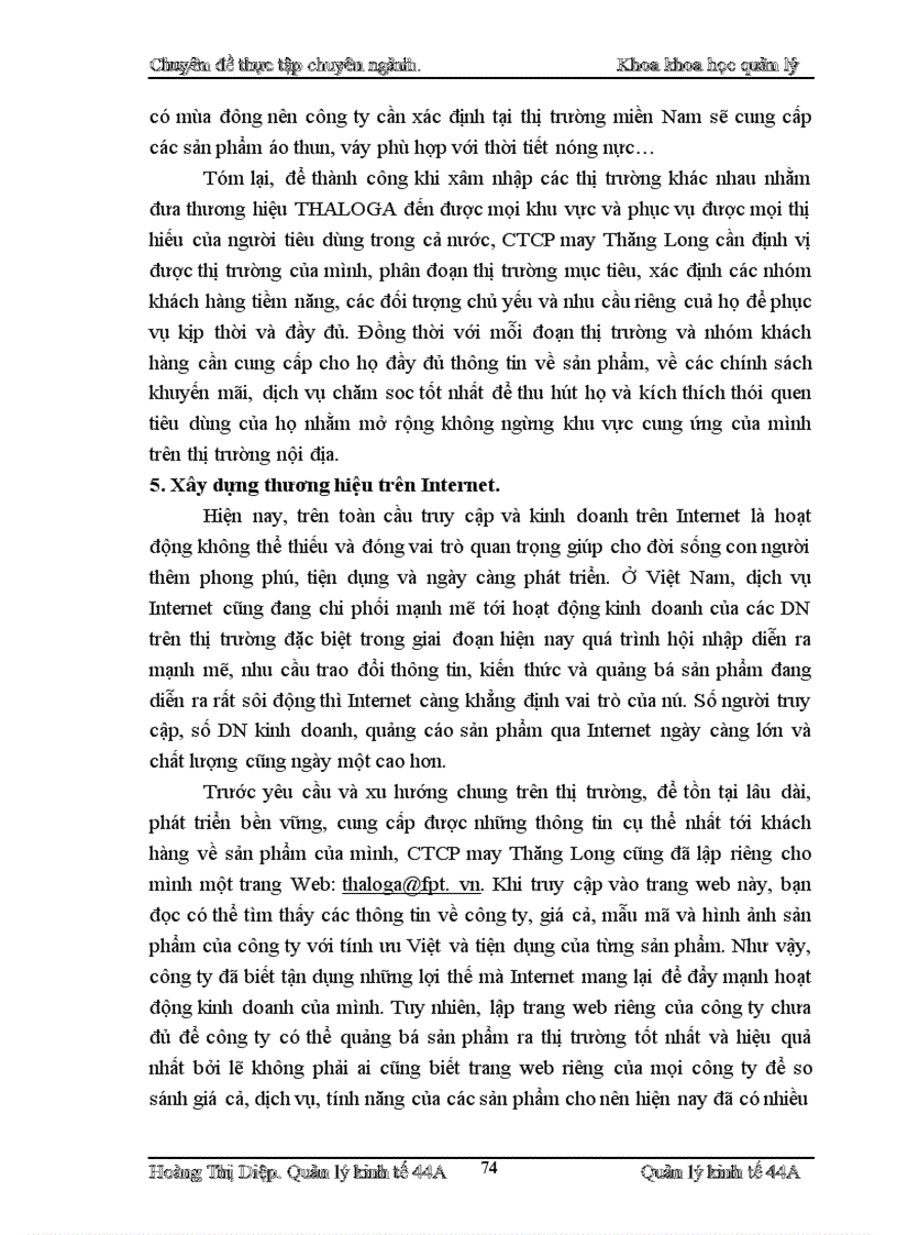 image for page Một số giải pháp nhằm xây dựng và phát triển thương hiệu của Công ty Cổ phần may Thăng Long trên thị trường nội địa