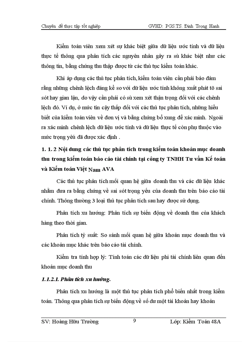 image for page Thực trạng vận dụng thủ tục phân tích kiểm toán khoản mục doanh thu trong kiểm toán báo cáo tài chính do công ty ava thực hiện