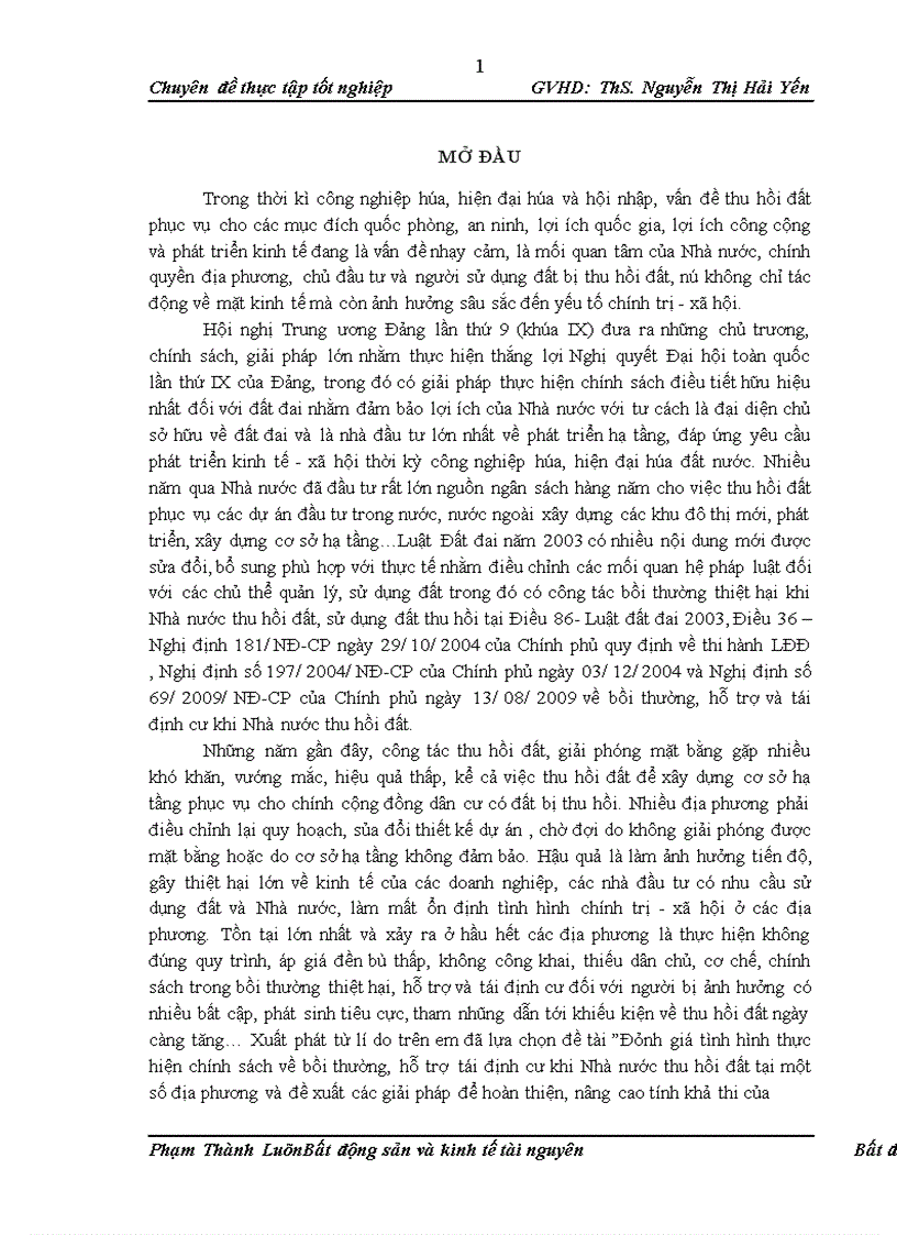 image for page Đánh giá tình hình thực hiện chính sách về bồi thường, hỗ trợ tái định cư khi Nhà nước thu hồi đất tại một số địa phương và đề xuất các giải pháp để hoàn thiện,