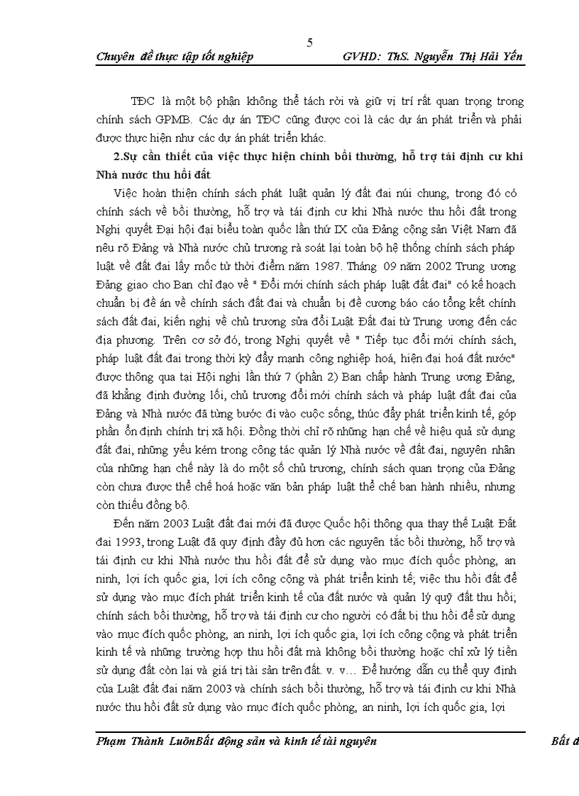 image for page Đánh giá tình hình thực hiện chính sách về bồi thường, hỗ trợ tái định cư khi Nhà nước thu hồi đất tại một số địa phương và đề xuất các giải pháp để hoàn thiện,