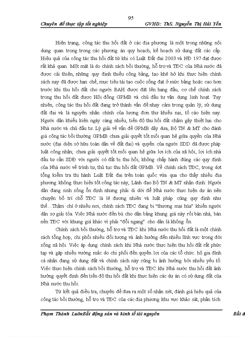 image for page Đánh giá tình hình thực hiện chính sách về bồi thường, hỗ trợ tái định cư khi Nhà nước thu hồi đất tại một số địa phương và đề xuất các giải pháp để hoàn thiện,