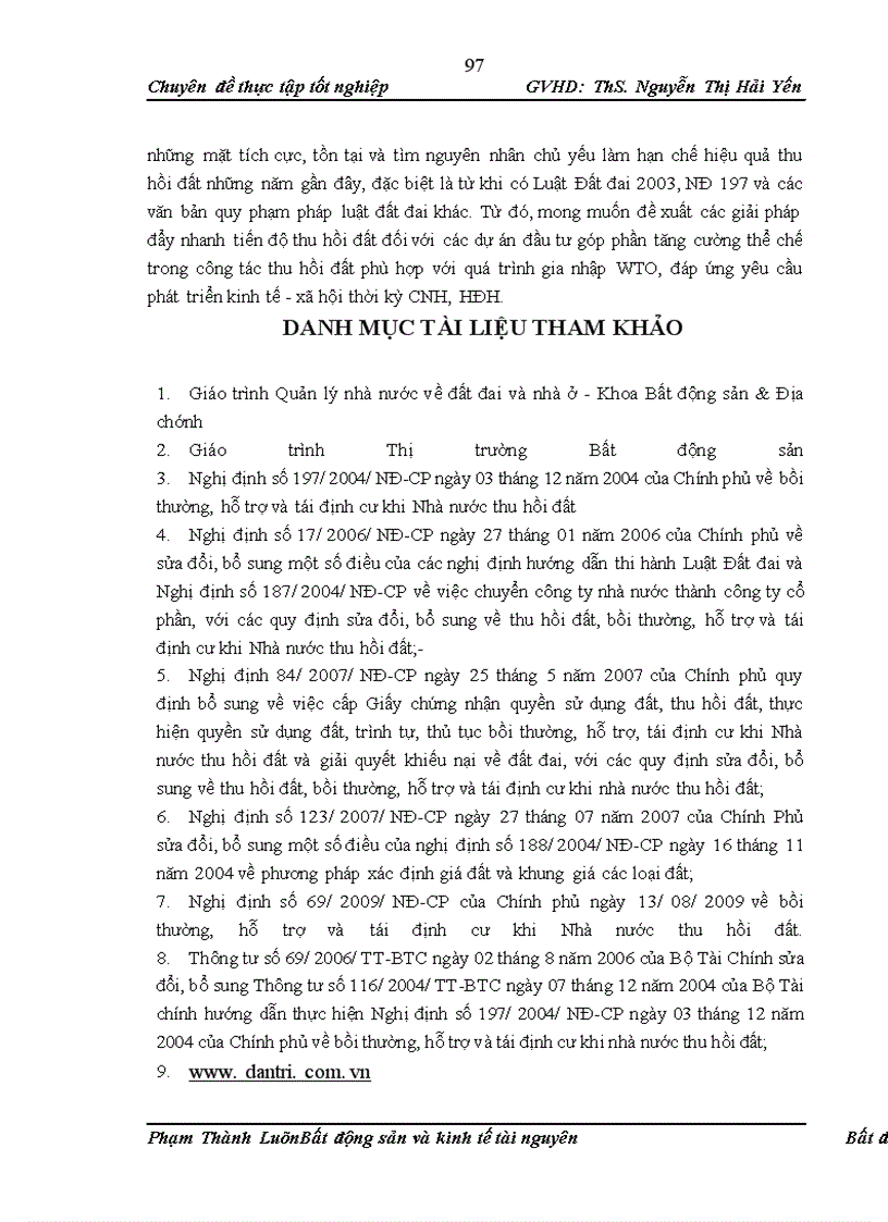 image for page Đánh giá tình hình thực hiện chính sách về bồi thường, hỗ trợ tái định cư khi Nhà nước thu hồi đất tại một số địa phương và đề xuất các giải pháp để hoàn thiện,