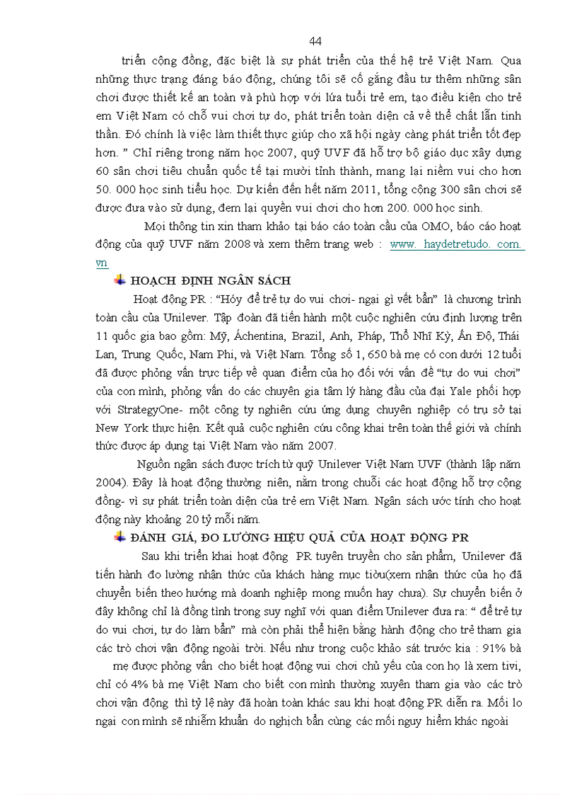 image for page Hoạt động quan hệ công chúng với thông điệp: “ Hãy để trẻ tự do vui chơi – ngại gì vết bẩn” cho thương hiệu OMO trên thị trường Việt Nam _Thực trạng và giải pháp
