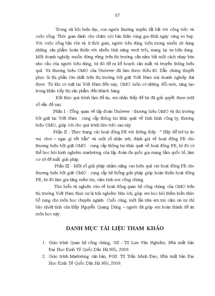 image for page Hoạt động quan hệ công chúng với thông điệp: “ Hãy để trẻ tự do vui chơi – ngại gì vết bẩn” cho thương hiệu OMO trên thị trường Việt Nam _Thực trạng và giải pháp