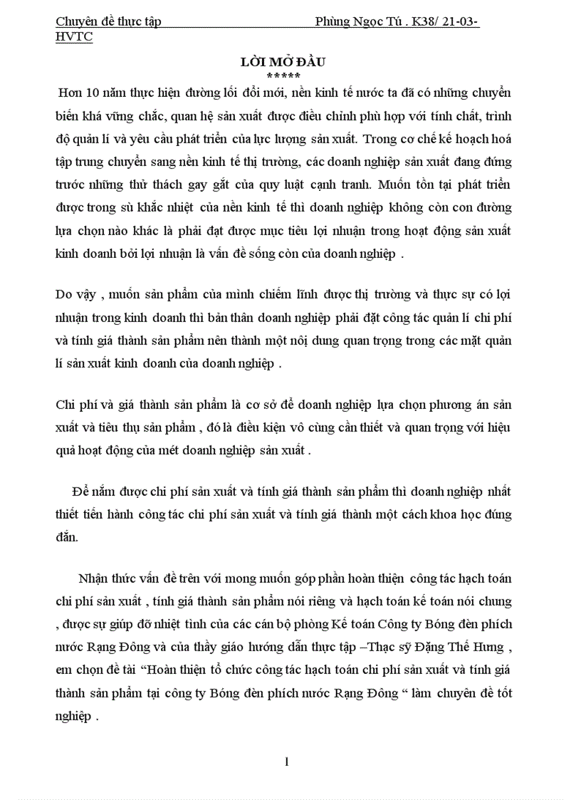 image for page Hoàn thiện tổ chức công tác hạch toán chi phí sản xuất và tính giá thành sản phẩm tại công ty Bóng đèn phích nước Rạng Đông