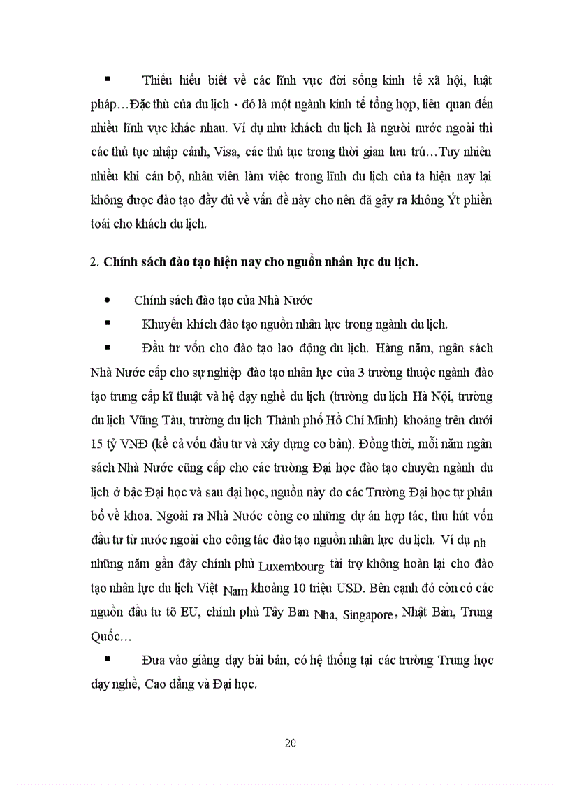 image for page Thực trạng đào tạo nguồn nhân lực cho ngành du lịch Việt Nam