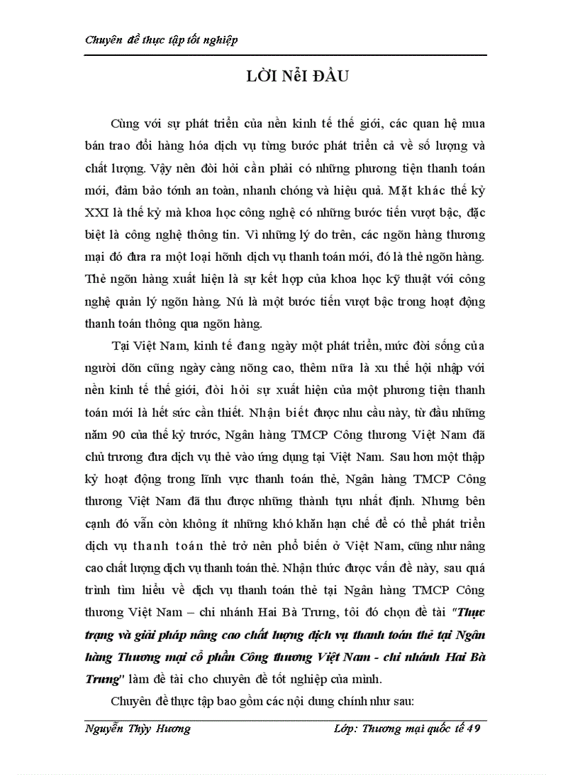 image for page Thực trạng và giải pháp nâng cao chất lượng dịch vụ thanh toán thẻ tại Ngân hàng Thương mại cổ phần Công thương Việt Nam - chi nhánh Hai Bà Trưng.