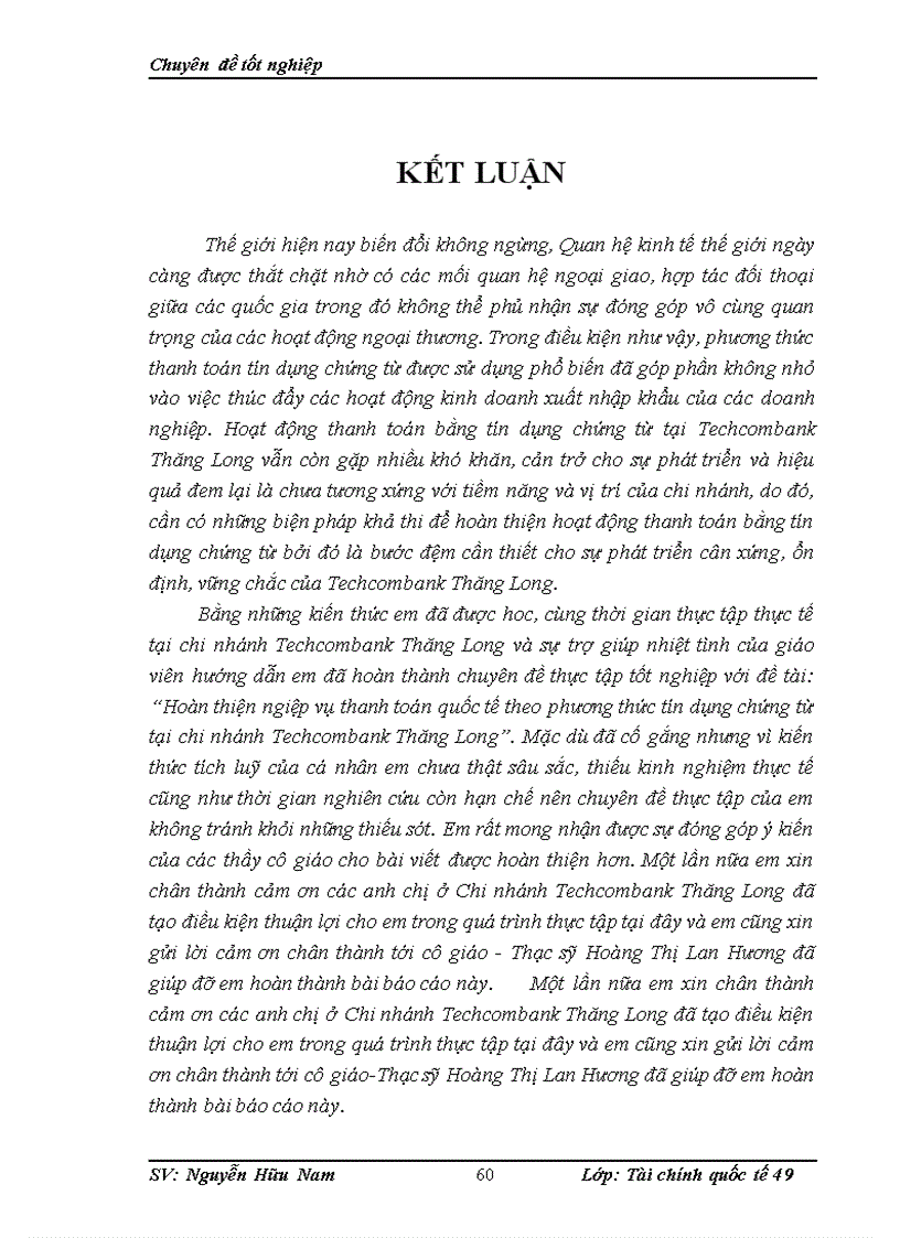 image for page Hoàn thiện ngiệp vụ thanh toán quốc tế theo phương thức tín dụng chứng từ tại chi nhánh Techcombank Thăng Long