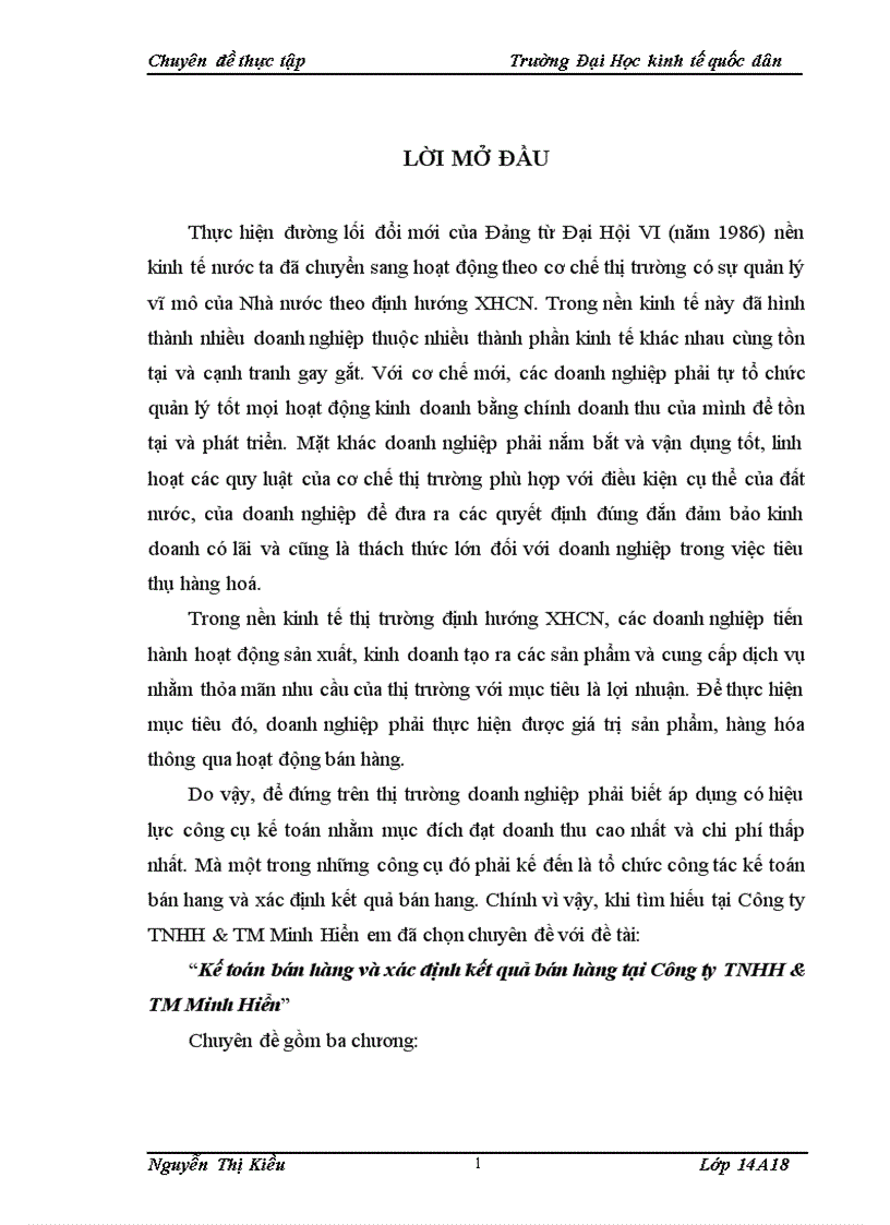 image for page Kế toán bán hàng và xác định kết quả bán hàng tại Công ty TNHH & TM Minh Hiển