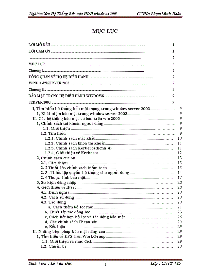 Nghiên Cứu Hệ Thống Bảo mật HDH windows 2003