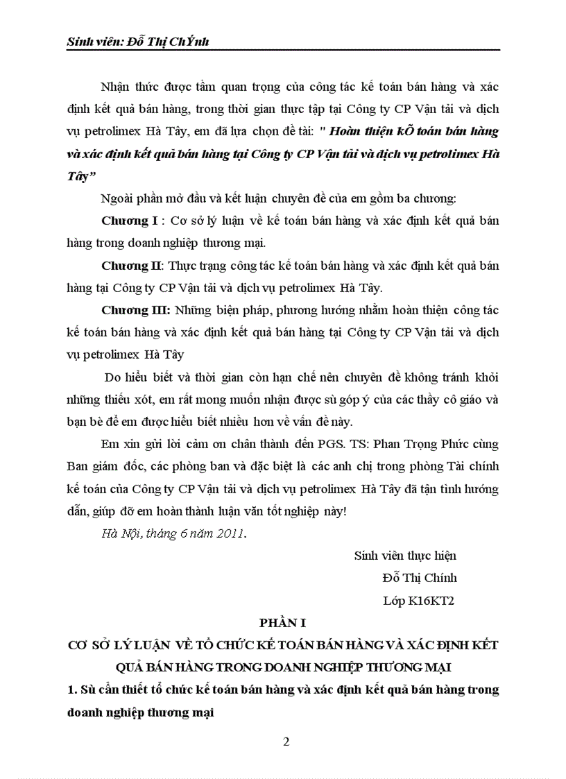 image for page Hoàn thiện kế toán bán hàng và xác định kết quả bán hàng tại Công ty CP Vận tải và dịch vụ petrolimex Hà Tây