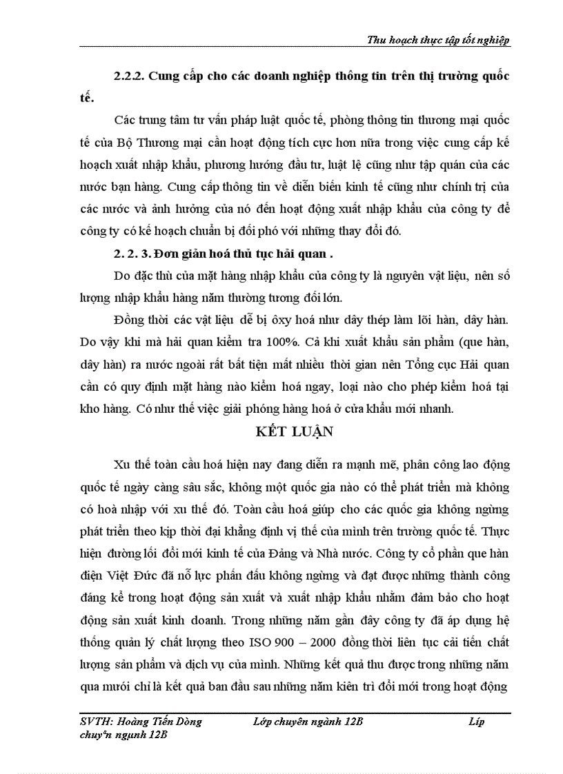 image for page Hoạt động sản xuất và xuất nhập khẩu của Công ty cổ phần que hàn điện Việt Đức (ViWelCo), thực trạng và giải pháp.