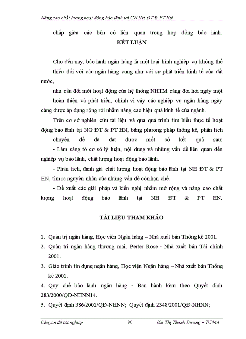 image for page Nâng cao chất lượng hoạt động bảo lãnh tại chi nhánh Ngân hàng Đầu tư và Phát triển Hà Nội