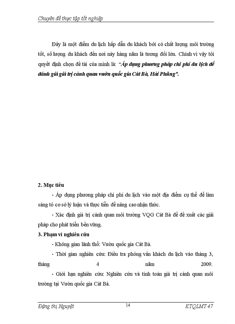 image for page Áp dụng phương pháp chi phí du lịch để đánh giá giá trị cảnh quan vườn quốc gia Cát Bà, Hải Phòng
