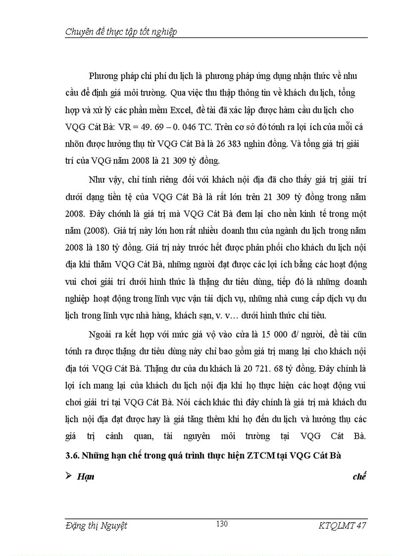 image for page Áp dụng phương pháp chi phí du lịch để đánh giá giá trị cảnh quan vườn quốc gia Cát Bà, Hải Phòng