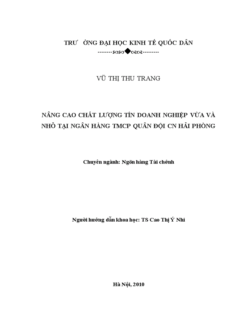 image for page Nâng cao chất lượng thẩm định tín dụng ngắn hạn đối với doanh nghiệp vừa và nhỏ tại NHNo&PTNT chi nhánh Nam Hà Nội