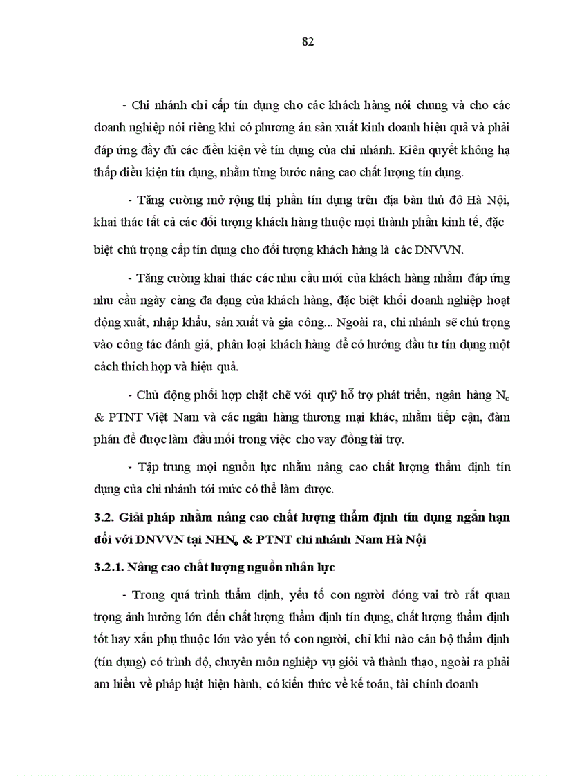 image for page Nâng cao chất lượng thẩm định tín dụng ngắn hạn đối với doanh nghiệp vừa và nhỏ tại NHNo&PTNT chi nhánh Nam Hà Nội