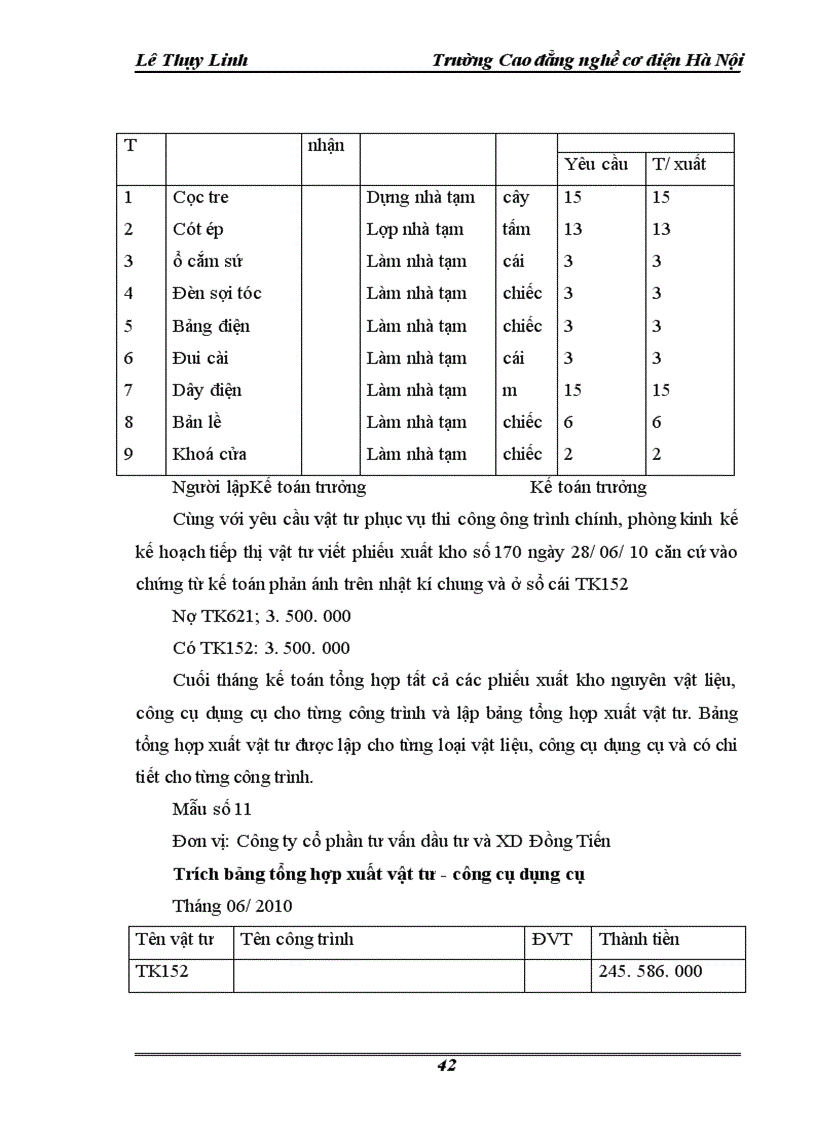 image for page Tổ chức công tác kế toán nguyên vật liệu, công cụ dụng cụ ở công ty cổ phần tư vấn đầu tư và XD Đồng Tiến