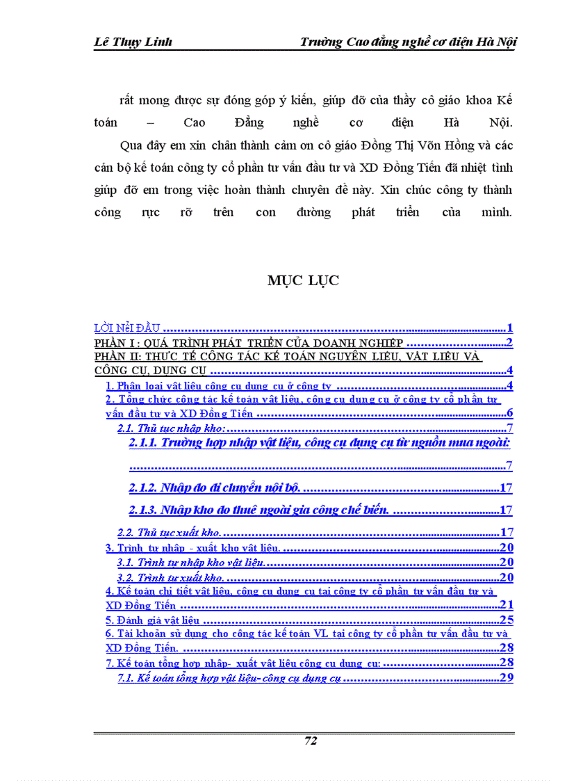 image for page Tổ chức công tác kế toán nguyên vật liệu, công cụ dụng cụ ở công ty cổ phần tư vấn đầu tư và XD Đồng Tiến