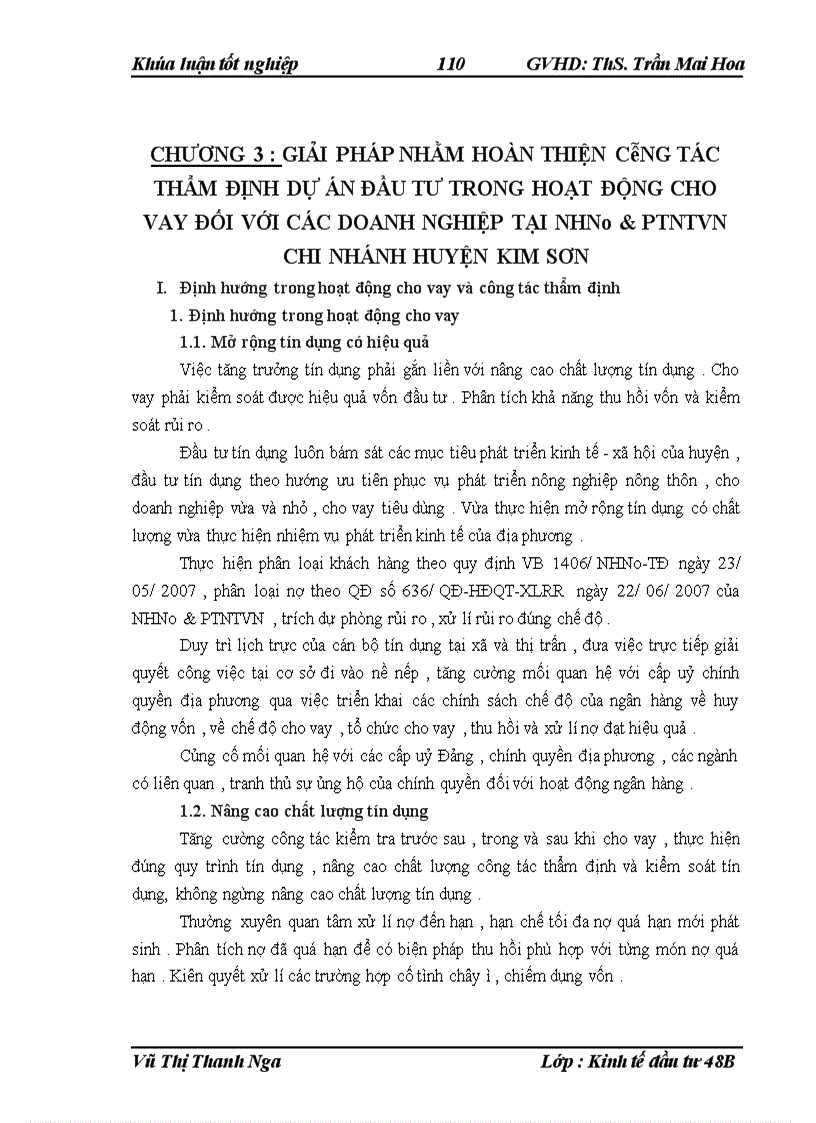 image for page Hoàn thiện công tác thẩm định dự án đầu tư trong hoạt động cho vay đối với các doanh nghiệp tại NHNo&PTNTVN chi nhánh huyện Kim Sơn – tỉnh Ninh Bình