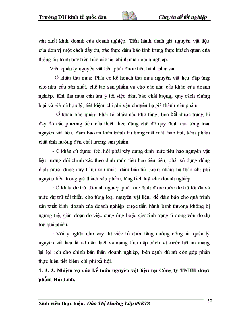 image for page Hoàn thiện kế toán Nguyên vật liệu tại Công ty Dược phẩm Hải Linh