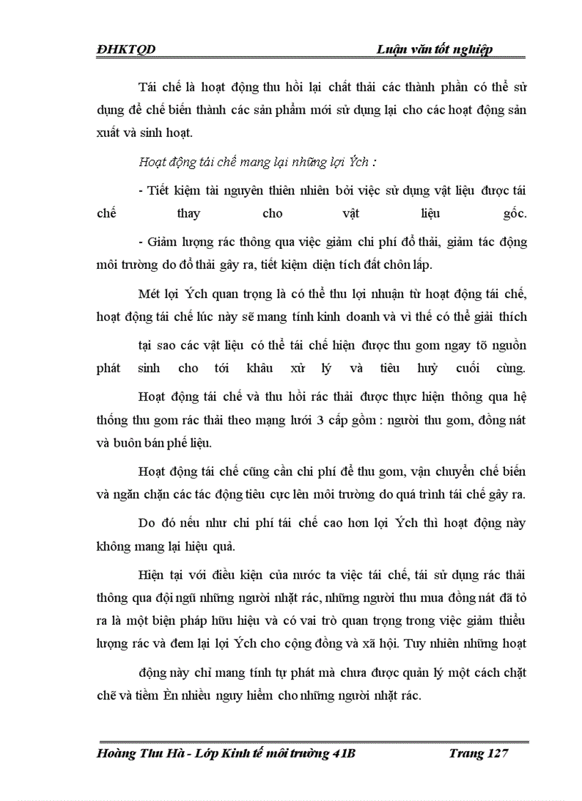 image for page Bước đầu nghiên cứu công tác quản lý rác thải đô thị thành phố Hà Nội dựa trên quan điểm kinh tế môi trường