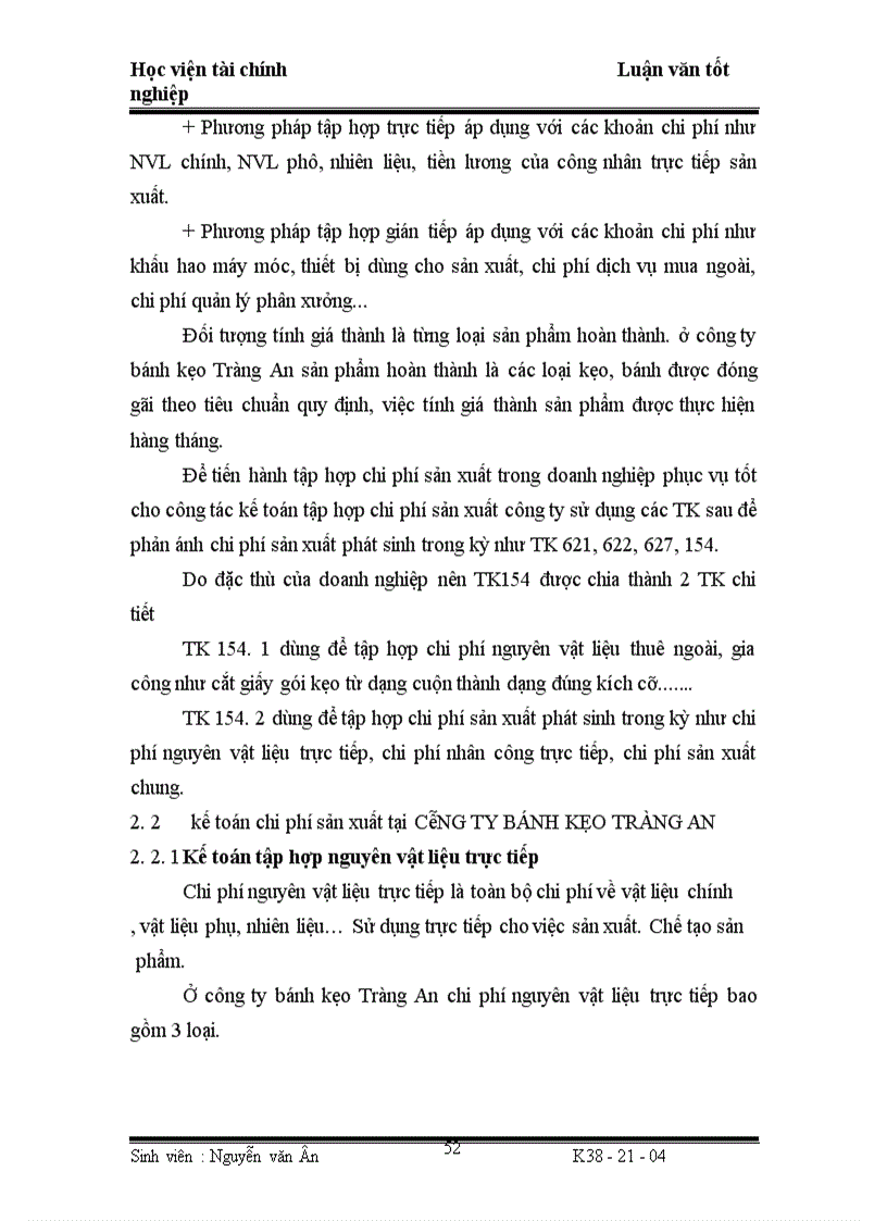 image for page Công tác hạch toán chi phí sản xuất và tính giá thành sản phẩm ở công ty bánh kẹo Tràng an