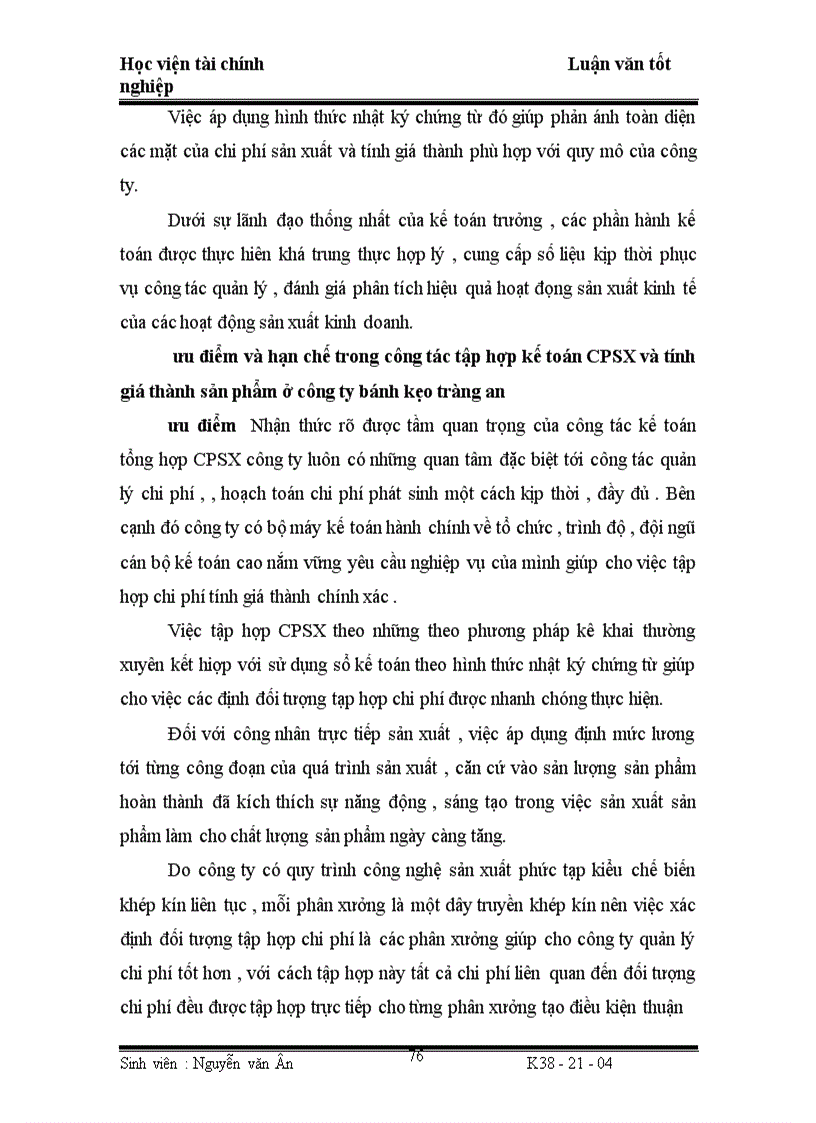 image for page Công tác hạch toán chi phí sản xuất và tính giá thành sản phẩm ở công ty bánh kẹo Tràng an