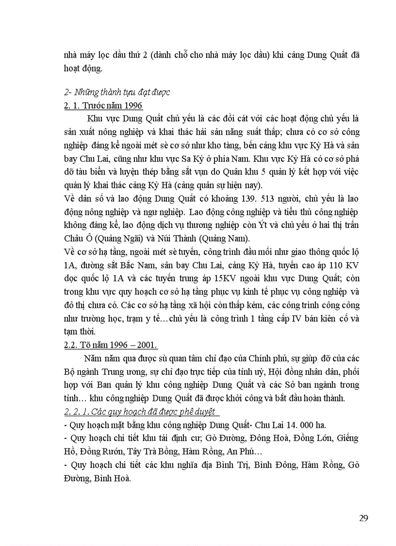 image for page Quy hoạch phát triển công nghiệp và kết cấu hạ tầng phục vụ phát triển khu công nghiệp Dung Quất