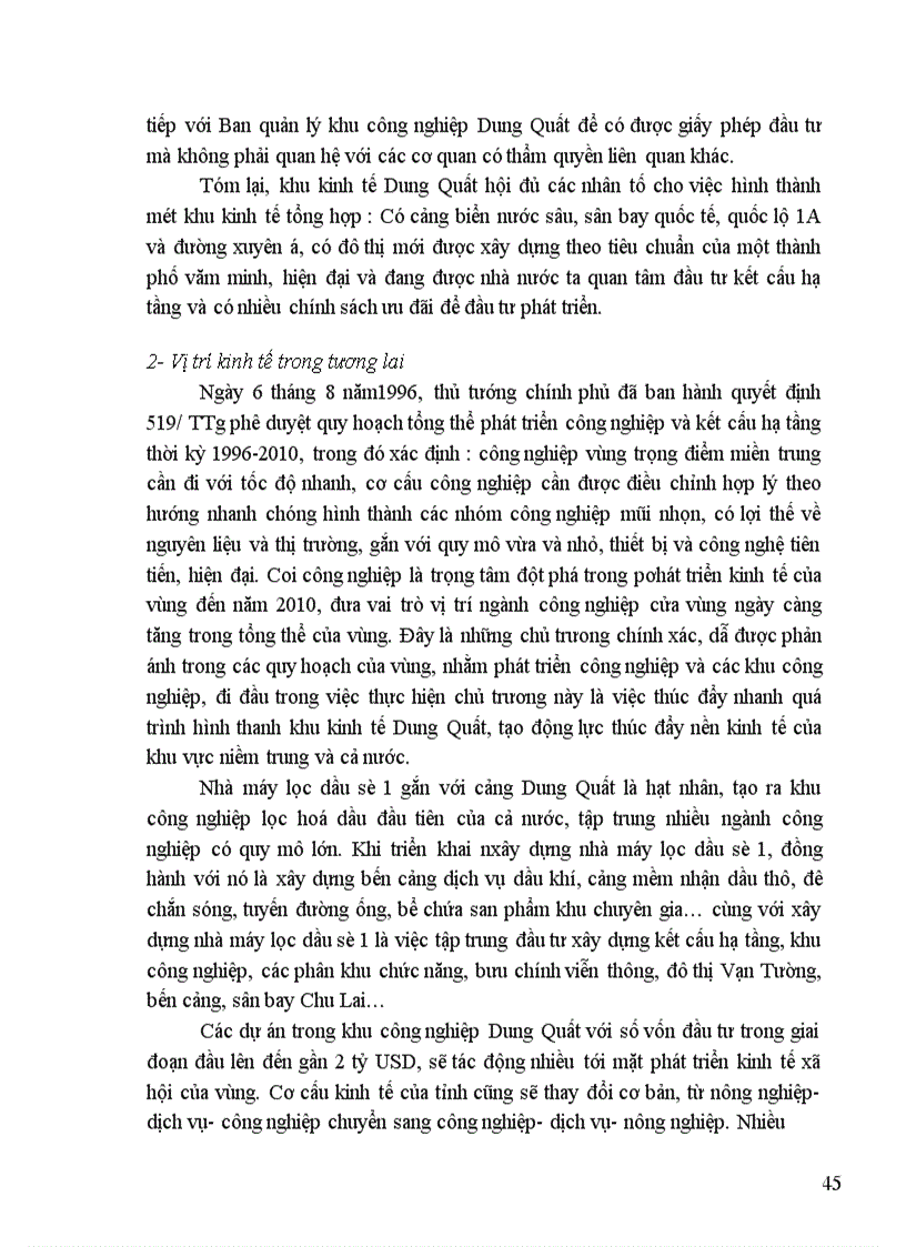 image for page Quy hoạch phát triển công nghiệp và kết cấu hạ tầng phục vụ phát triển khu công nghiệp Dung Quất