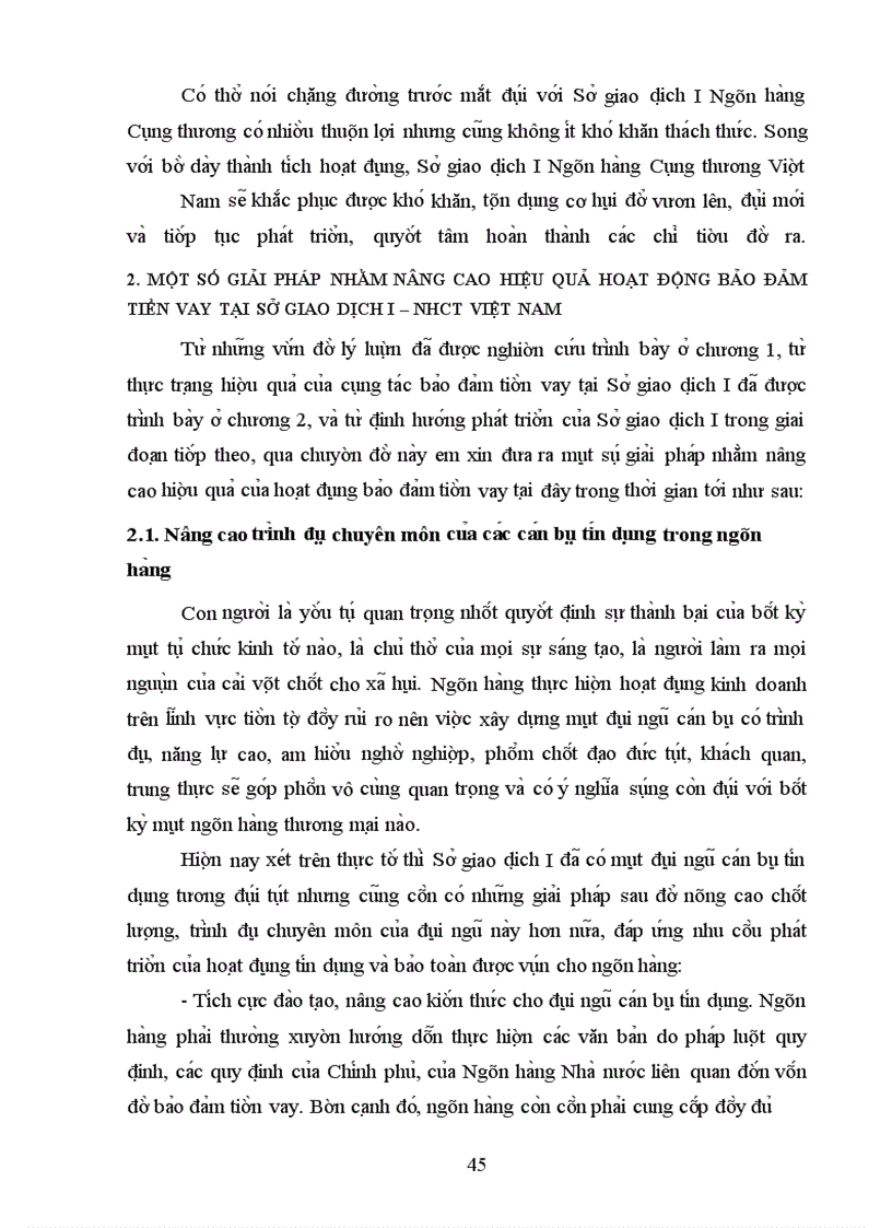 image for page Nâng cao hiệu quả của hoạt động bảo đảm tiền vay tại Sở giao dịch I - Ngân hàng Công thương Việt Nam