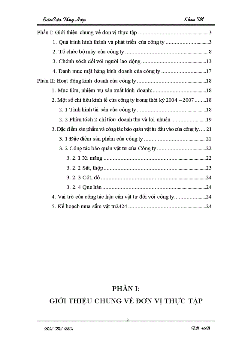 image for page Báo cáo tổng hợp tại Công ty cổ phần xây dựng và du lịch Quang Minh