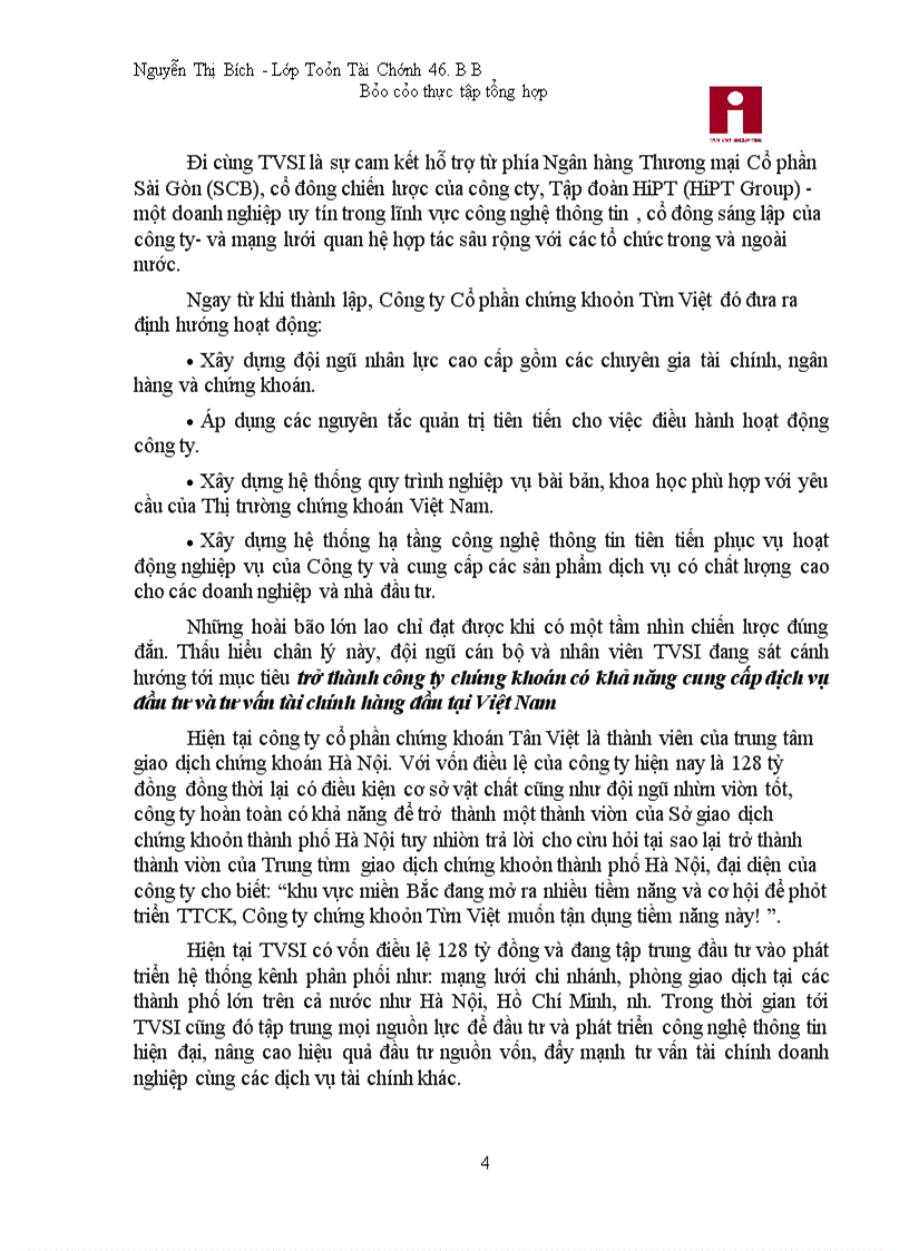 image for page Báo cáo thực tập tại Công ty cổ phần chứng khoán Tân Việt