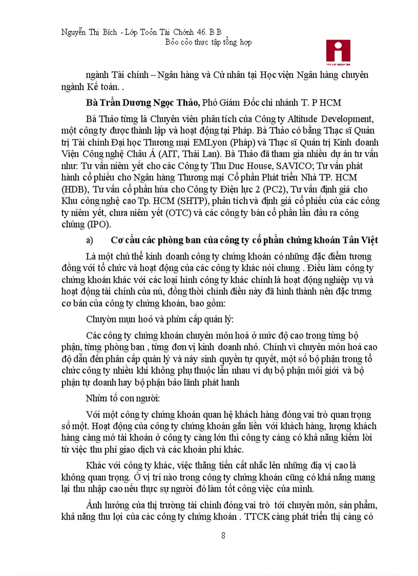 image for page Báo cáo thực tập tại Công ty cổ phần chứng khoán Tân Việt