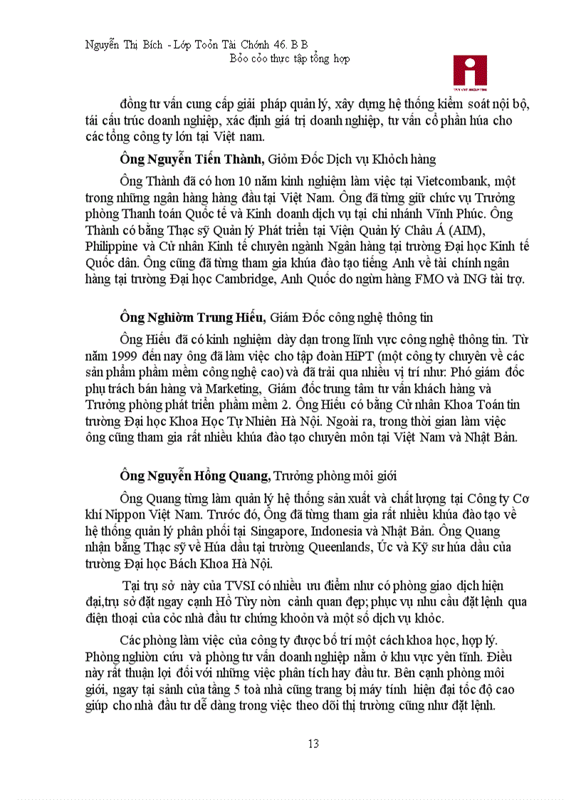 image for page Báo cáo thực tập tại Công ty cổ phần chứng khoán Tân Việt