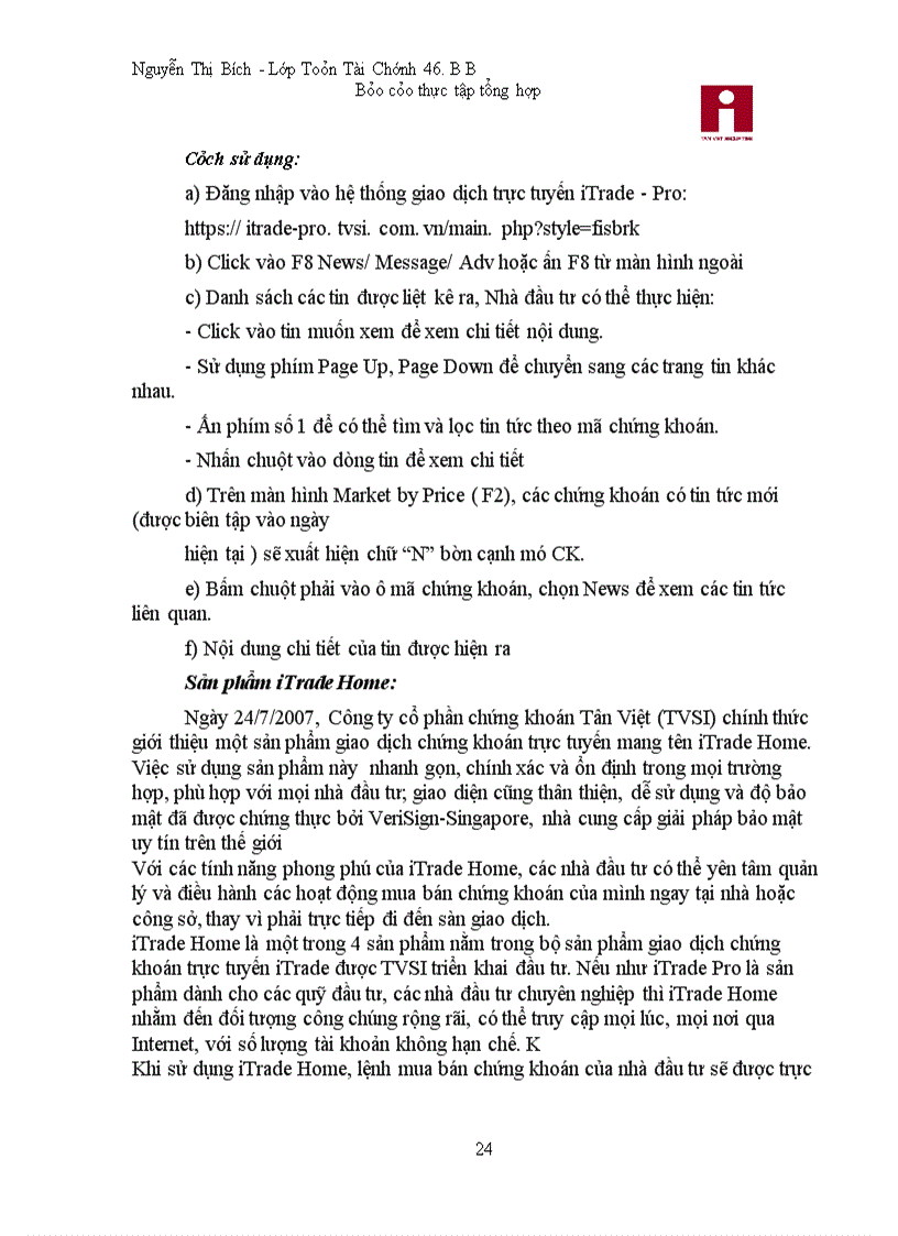 image for page Báo cáo thực tập tại Công ty cổ phần chứng khoán Tân Việt