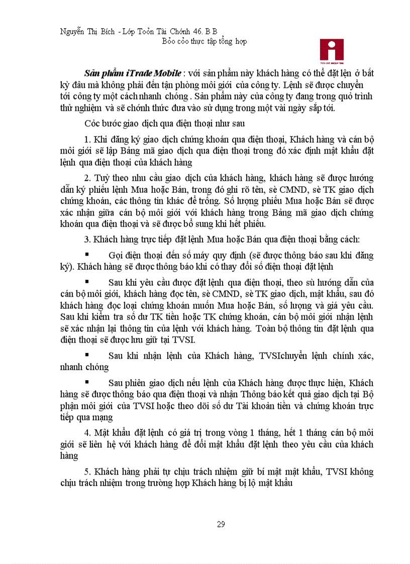 image for page Báo cáo thực tập tại Công ty cổ phần chứng khoán Tân Việt