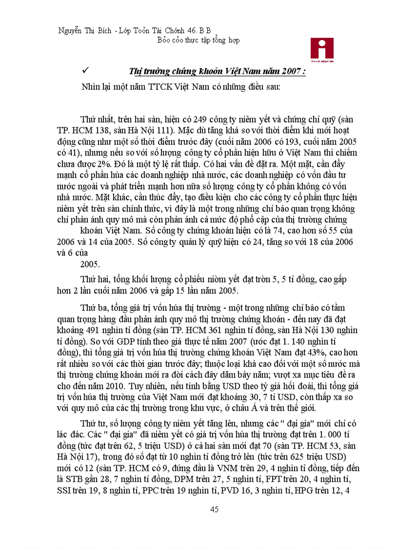 image for page Báo cáo thực tập tại Công ty cổ phần chứng khoán Tân Việt