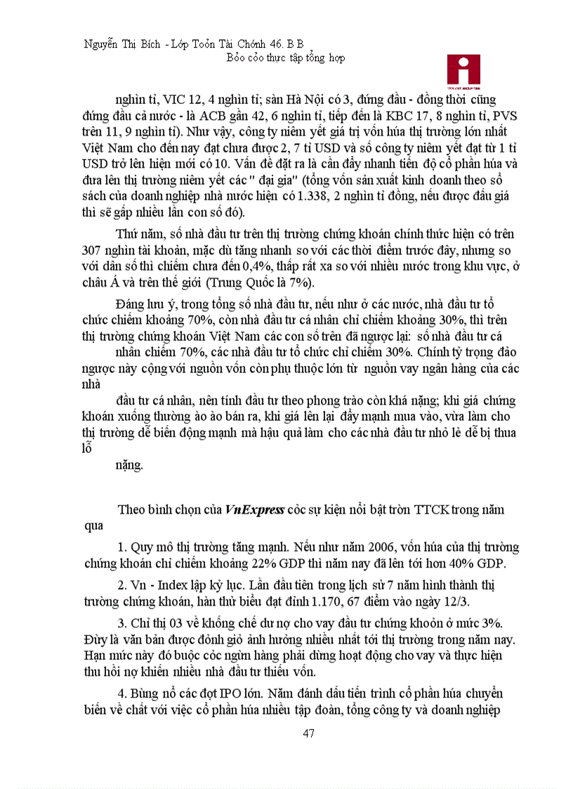 image for page Báo cáo thực tập tại Công ty cổ phần chứng khoán Tân Việt