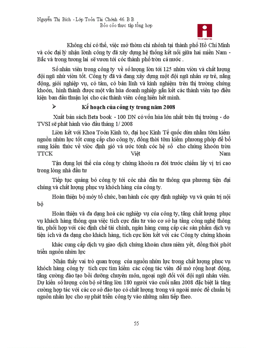 image for page Báo cáo thực tập tại Công ty cổ phần chứng khoán Tân Việt