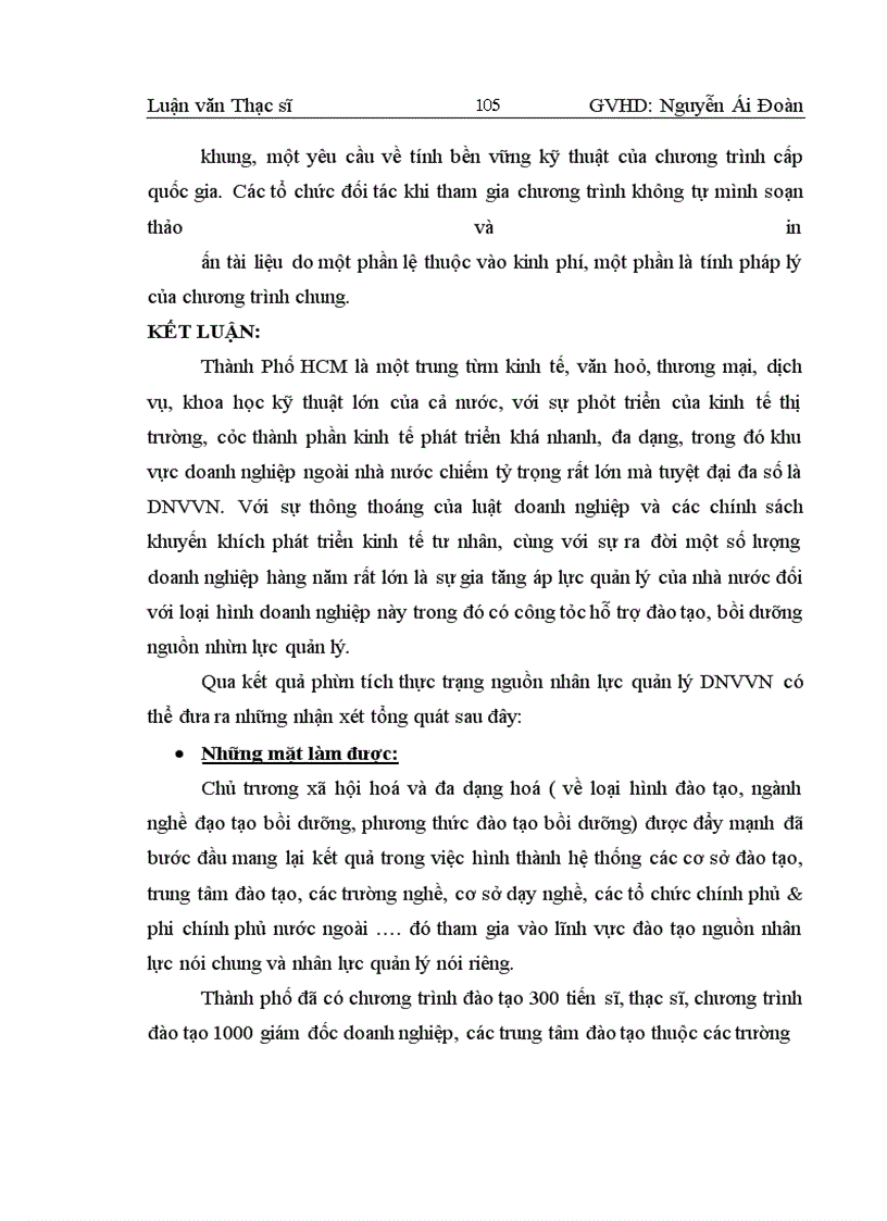 image for page Phân tích thực trạng công tác đào tạo nguồn nhân lực quản lý cho các DNVVN ở Thành phố Hồ Chí Minh.