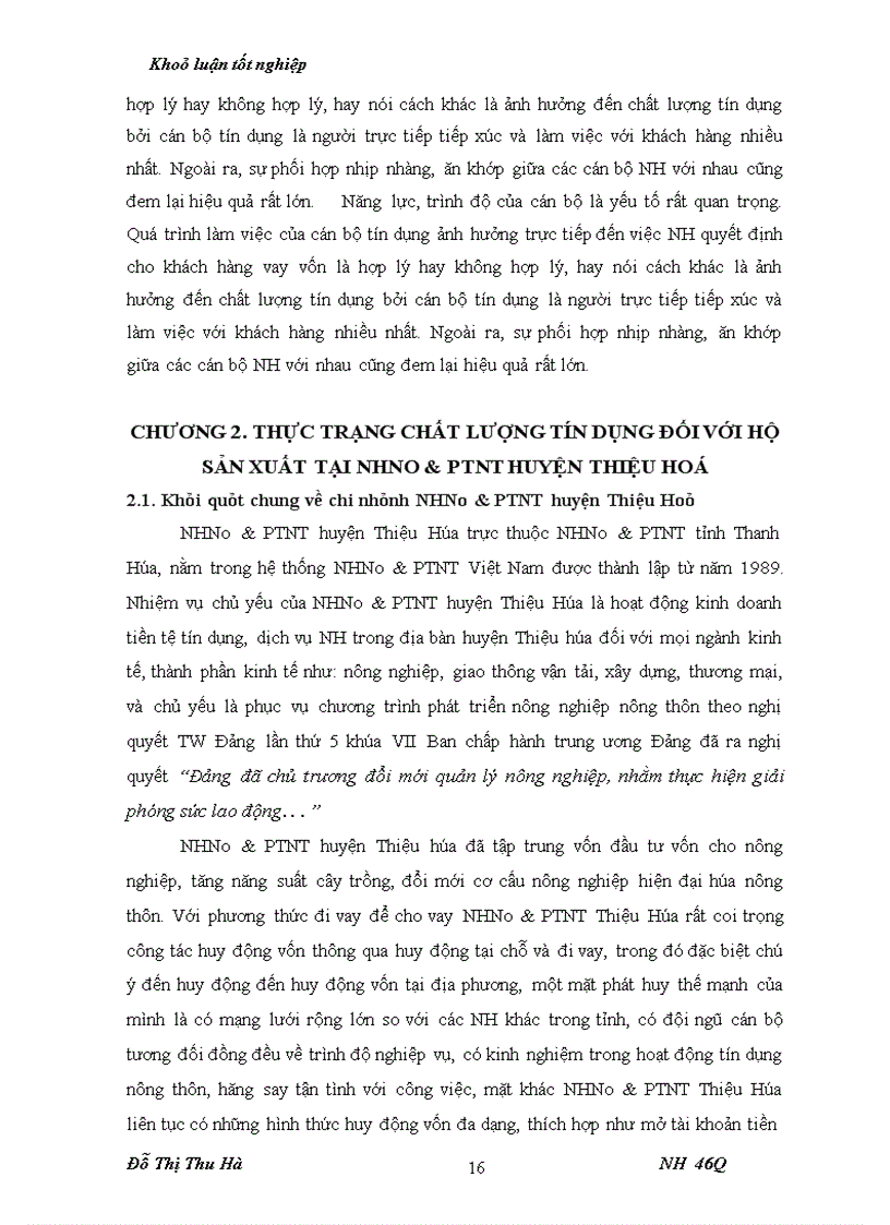 image for page Nâng cao chất lượng tín dụng đối với HSX tại chi nhánh NHNo & PTNT huyện Thiệu Hoá - tỉnh Thanh Hoá