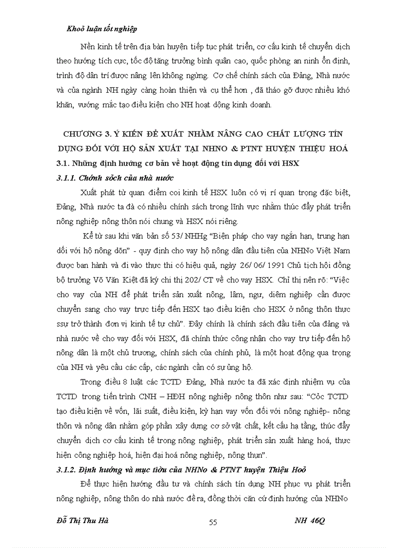 image for page Nâng cao chất lượng tín dụng đối với HSX tại chi nhánh NHNo & PTNT huyện Thiệu Hoá - tỉnh Thanh Hoá