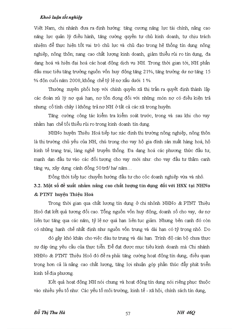 image for page Nâng cao chất lượng tín dụng đối với HSX tại chi nhánh NHNo & PTNT huyện Thiệu Hoá - tỉnh Thanh Hoá