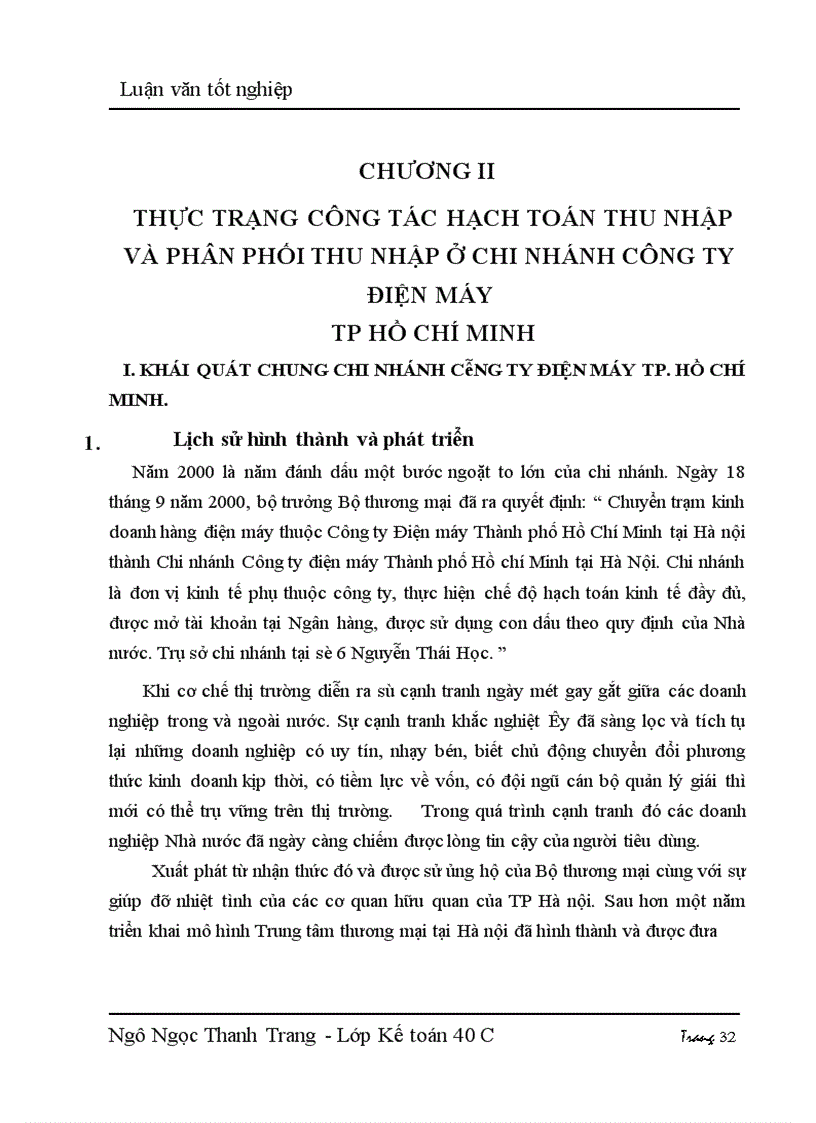 image for page Hạch toán thu nhập và phân phối thu nhập với việc nâng cao hiệu quả kinh doanh tại công ty điện máy TP Hồ Chí Minh - Chi nhánh tại Hà nội