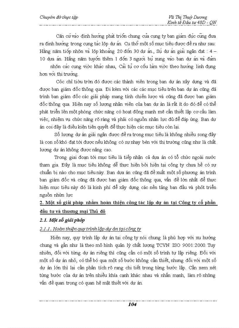 image for page Hoàn thiện công tác lập dự án đầu tư tại Công ty cổ phần Đầu tư và Thương mại Thủ Đô