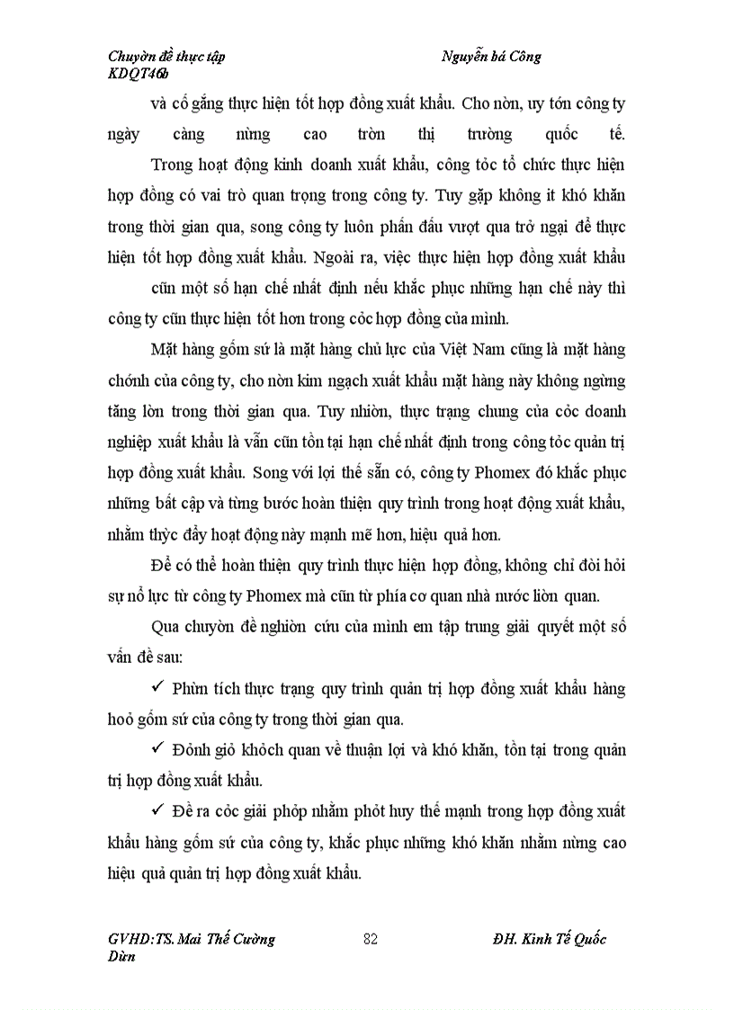 image for page Quản trị hợp đồng xuất khẩu tại Công ty TNHH gốm sứ Bát Tràng Phomex