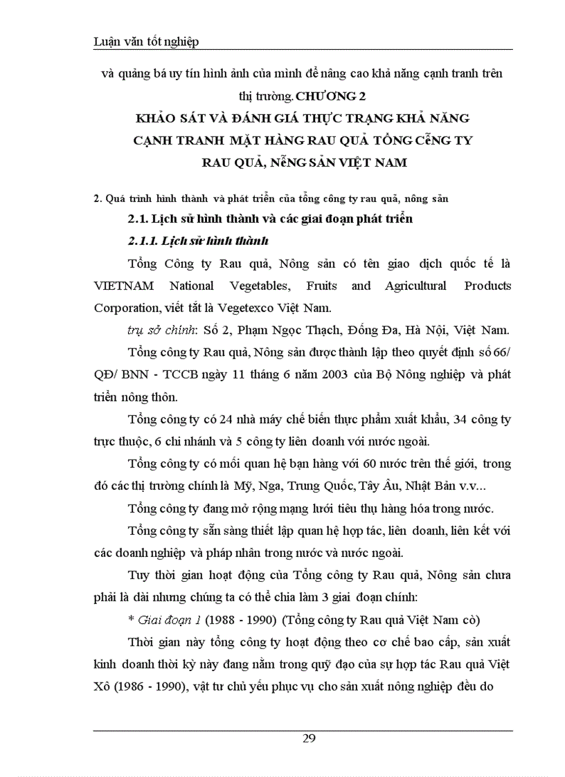 image for page Khảo sát và đánh giá Thực trạng khả năng cạnh tranh mặt hàng rau quả Tổng công ty rau quả, nông sản Việt Nam